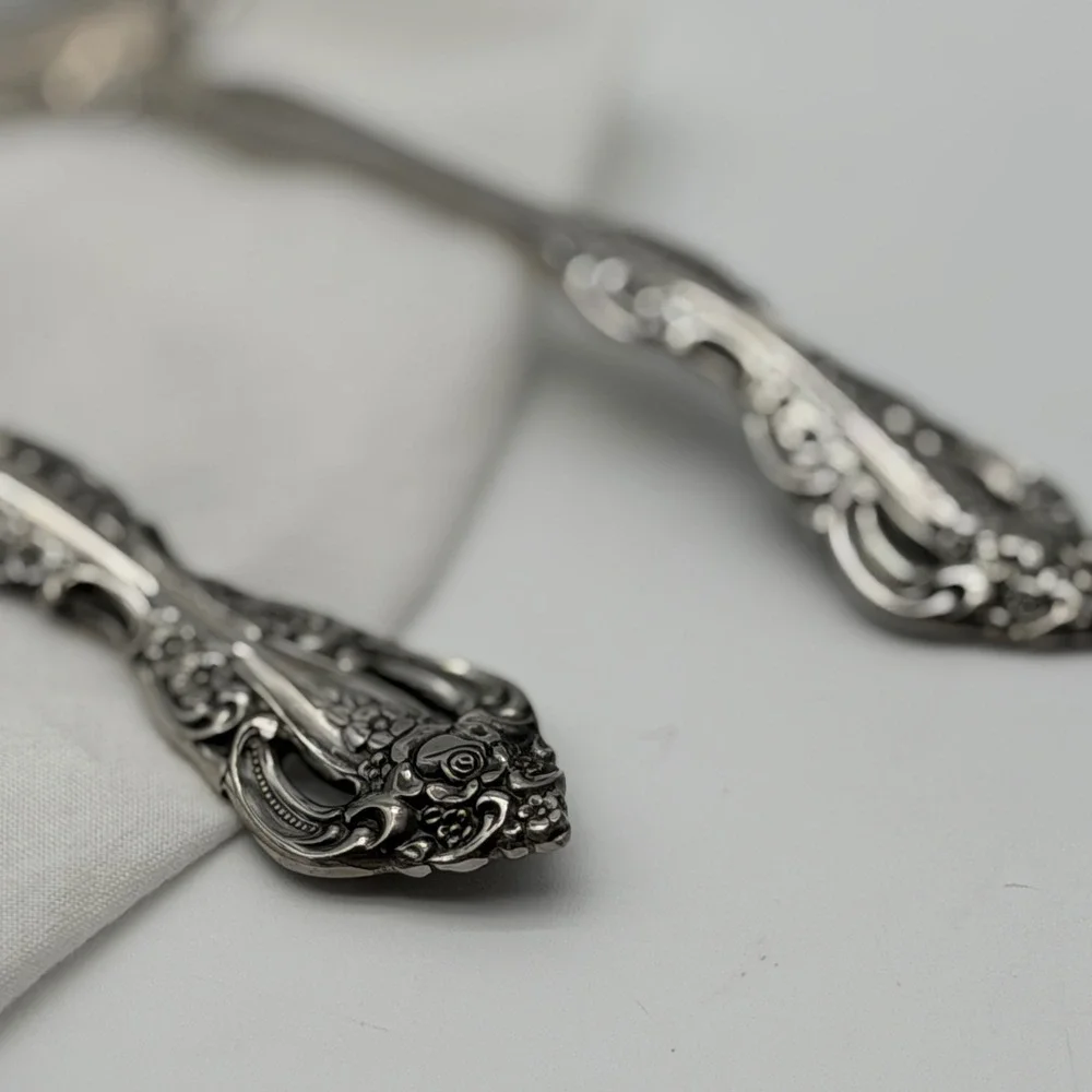 Vtg Oneida Community Brahms Stainless Flatware 4 Piece Serving Set Floral Ornate